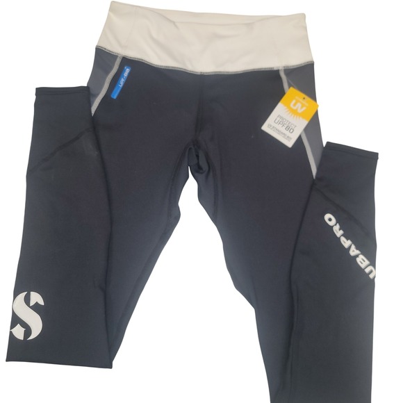 ScubaPro Womens Graph Leggings XS UPF 80 Black White Swim Workout Activewear NWT - Picture 1 of 9